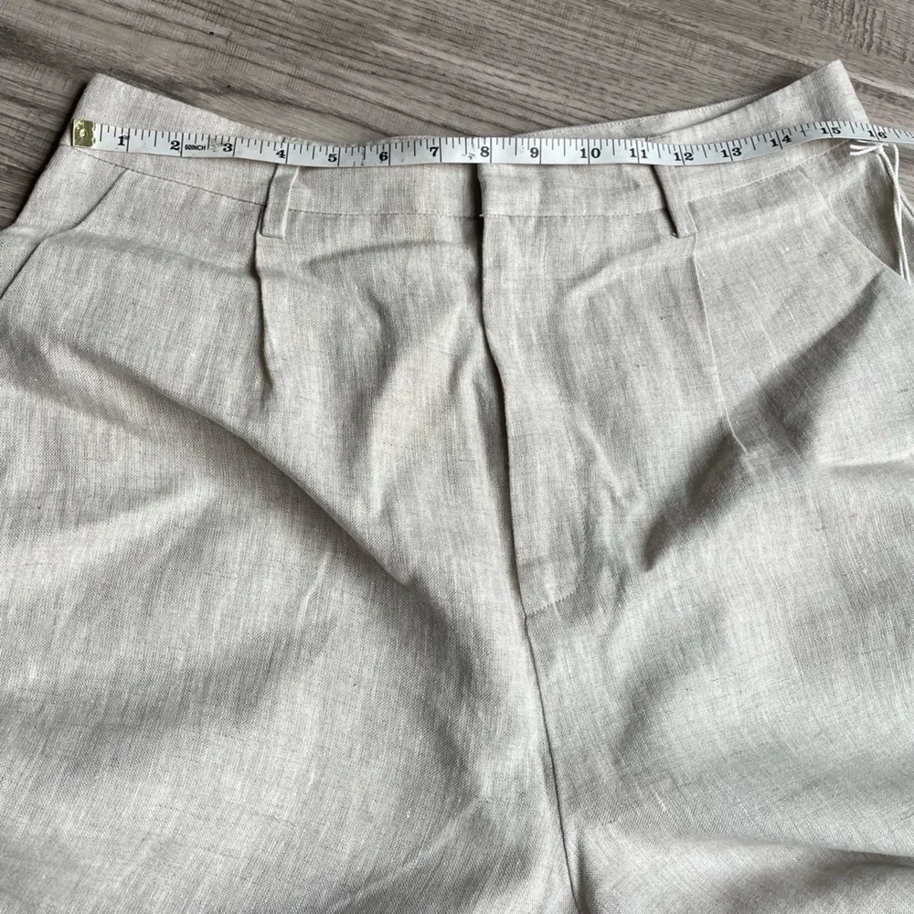 Reformation Cello Pants In Oatmeal 100 Linen Wide Leg High Waisted Unlined SZ 10